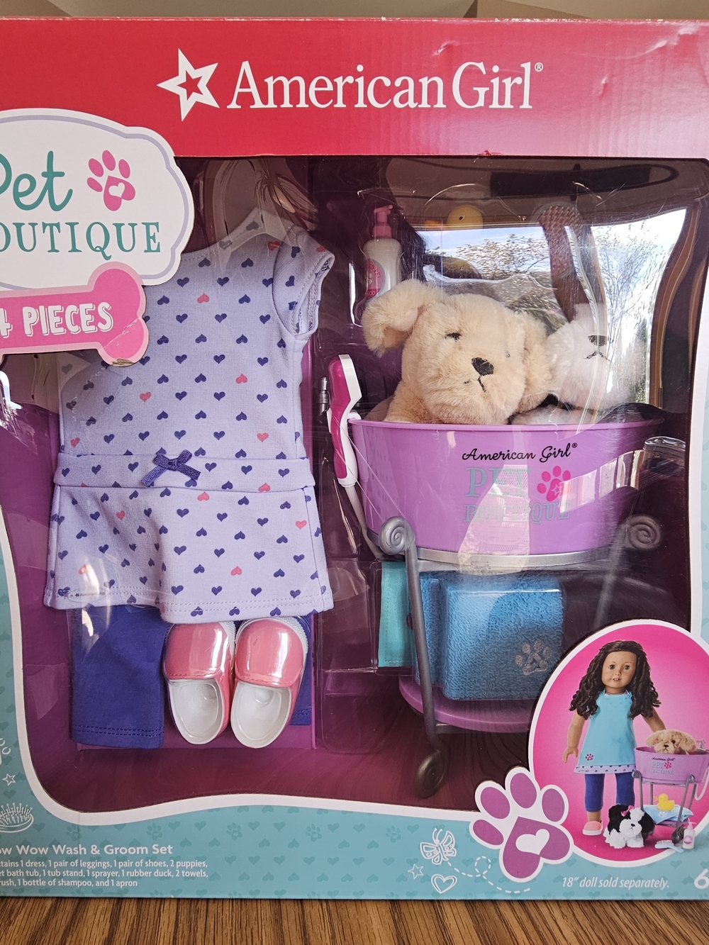American Girl Purple Pet Spa Play Set with Pink Shoes